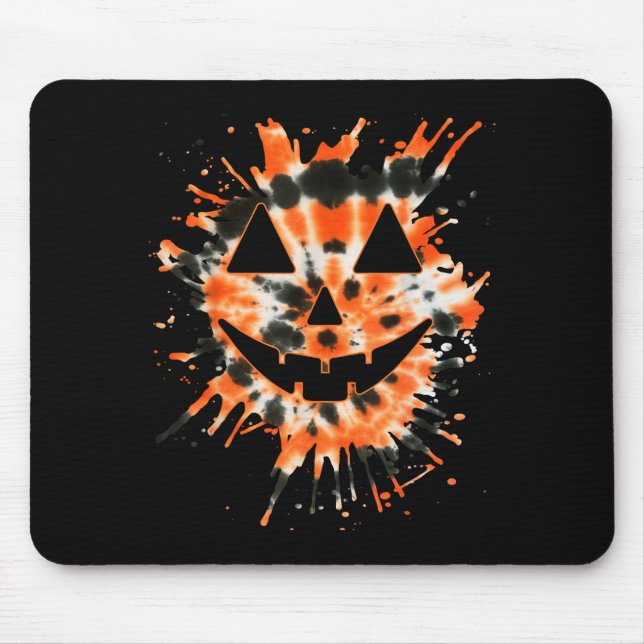 Tapis De Souris Orange Tie Dye Jack O Lantern Face - Hipe Hallowee (Devant)