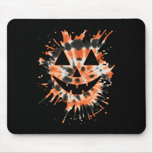 Tapis De Souris Orange Tie Dye Jack-o'-lantern Face - Hippie Hallo