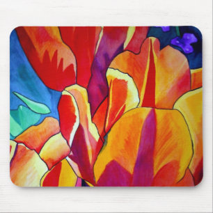 Tapis De Souris Orange Tulips aquarelle art peinture de fleurs