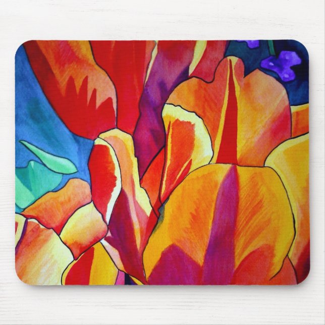 Tapis De Souris Orange Tulips aquarelle art peinture de fleurs (Devant)