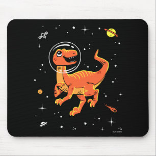 Tapis De Souris Orange Tyrannosaurus Dinos Dans L'Espace