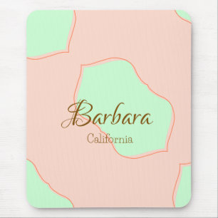 Tapis De Souris Orange vert pastel bohème ajouter un nom lieu rust