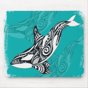 Tapis De Souris Orca tribale broyée Turquoise