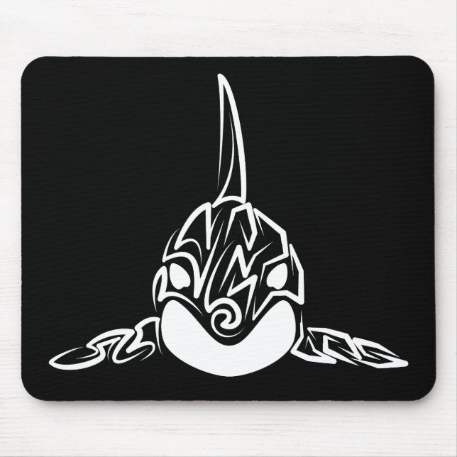 Tapis De Souris Orca tribale noire et blanche (Devant)
