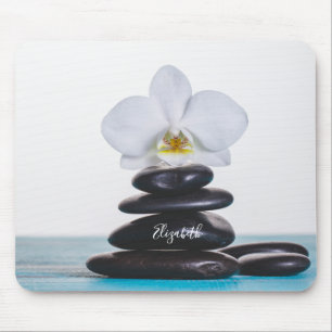 Tapis De Souris Orchidée blanche, Pierres zen thérapeutes