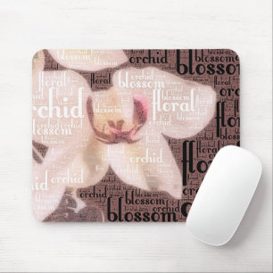 Tapis De Souris Orchidée Floral Blossom Word Cloud