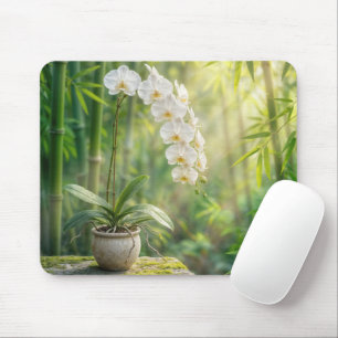 Tapis De Souris Orchidées blanches et bambou