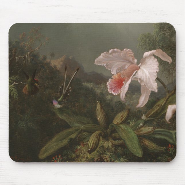 Tapis De Souris Orchidées et colibris de jungle (Devant)