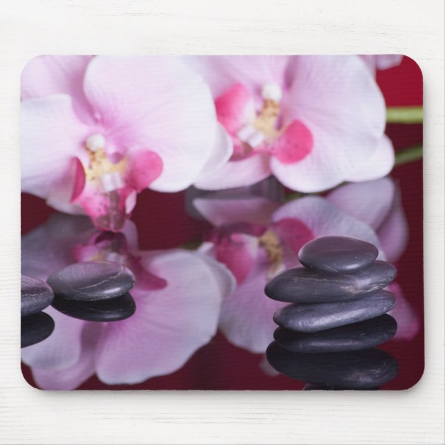 Tapis De Souris Orchidées et pierres Spas Mousepad (Devant)