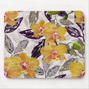 Tapis De Souris Orchidées jaunes oranges.