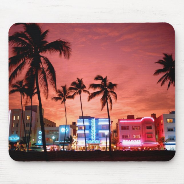 Tapis De Souris Ordinateur Mousepad d'horizon de Miami Beach (Devant)