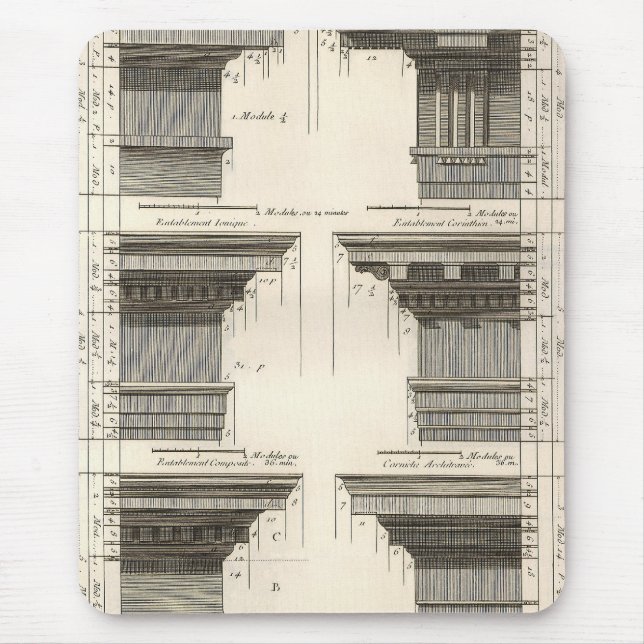 Tapis De Souris Ordres d'Architecture, Entablements Anciens (Devant)