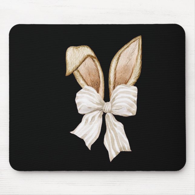 Tapis De Souris Oreilles de lapin Coquette Bow Bunny Lapin Joyeuse (Devant)