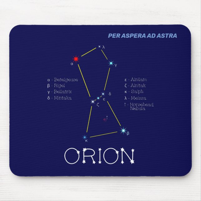 Tapis De Souris Orion de constellation de l'hémisphère nord (Devant)