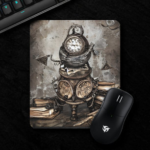 Tapis De Souris Ornate Steampunk Cauldron Spell Books and Clocks