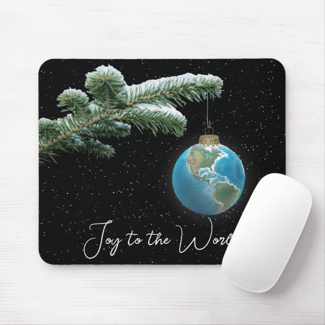 Tapis De Souris Ornement de globe du monde de Noël (Avec souris)