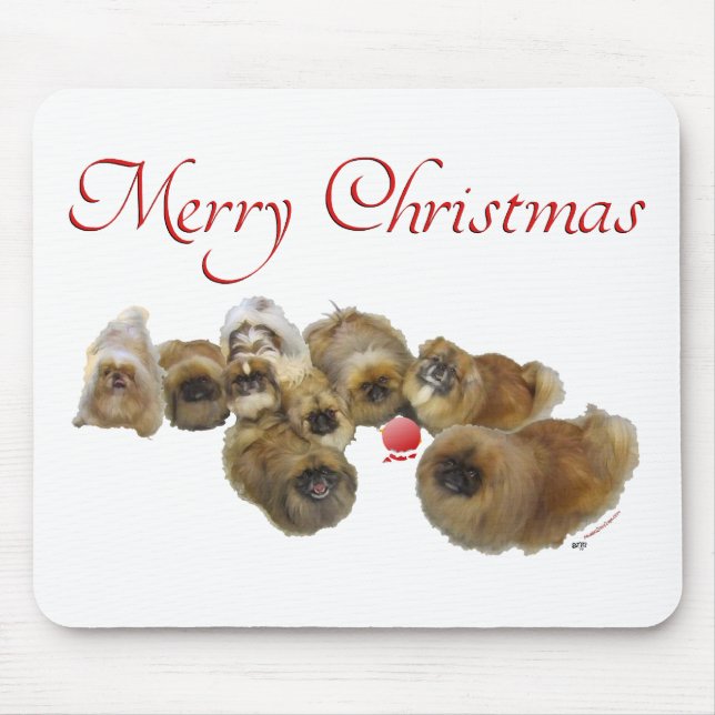 Tapis De Souris Ornement de Noël Pékinois (Devant)