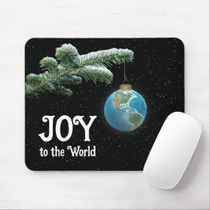 Tapis De Souris Ornement globe « Joyeux Noël au Monde » avec des é