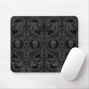 Tapis De Souris Ornement Goth Grey avec crâne