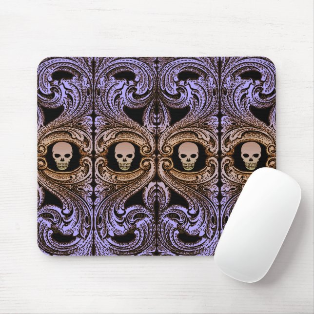 Tapis De Souris Ornement Goth Purple Avec Crâne (Avec souris)
