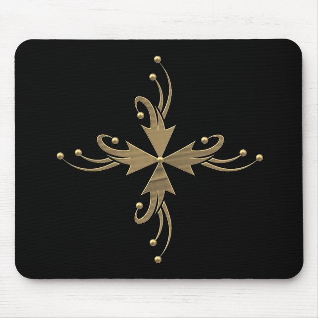 Tapis De Souris Ornements dorés sur arrière - plan noir (Devant)