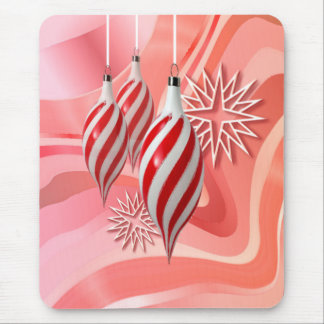 Tapis De Souris ORNEMENTS et RUBANS ROUGES et BLANCS par SHARON