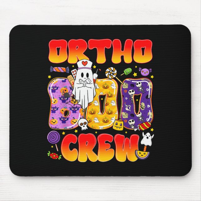 Tapis De Souris Ortho Boo Crew Ortho Nurse Funny Halloween  (Devant)
