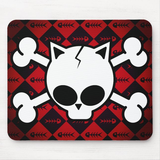 Tapis De Souris Os de crâne et de chat (Devant)
