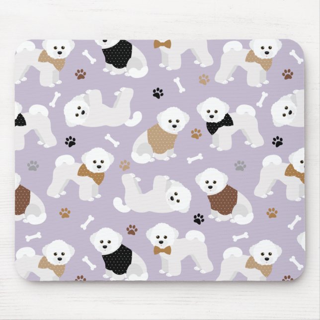 Tapis De Souris Os et pattes pourpres de Bichon Frise (Devant)