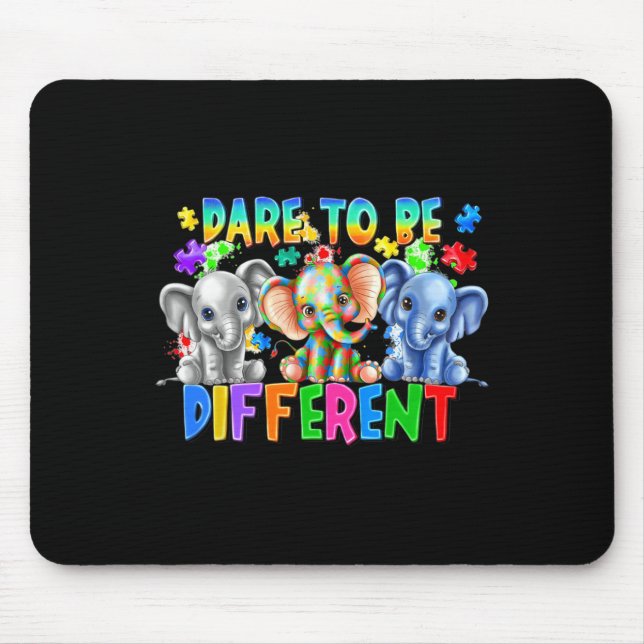 Tapis De Souris Osez Être Différents Mignons Elephant Autisme Laur (Devant)