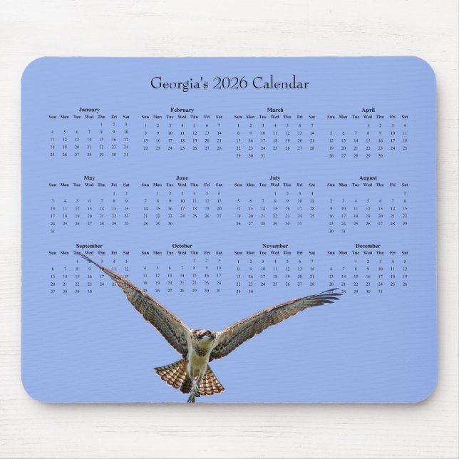 Tapis De Souris Osprey: Customize a full year 2026 calendar (Devant)