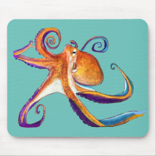 Tapis De Souris Otopus vie marine aquarelle art