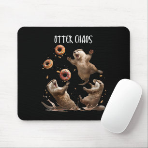 Tapis De Souris Otter Chaos Drôle Bagel Combattre Des Loutres De M