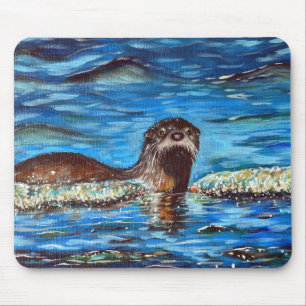 Tapis De Souris Otter dans la peinture des vagues