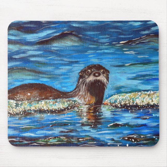 Tapis De Souris Otter dans la peinture des vagues (Devant)