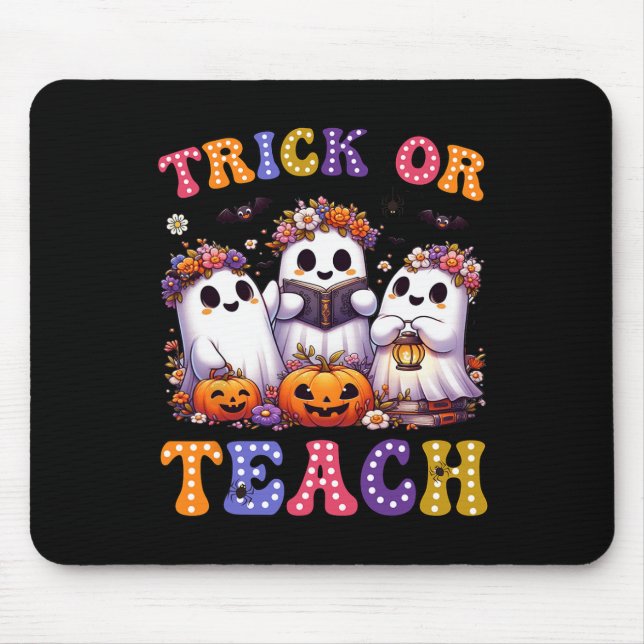 Tapis De Souris Ou Enseigner Halloween Ghost Citrouille Éffrayant  (Devant)