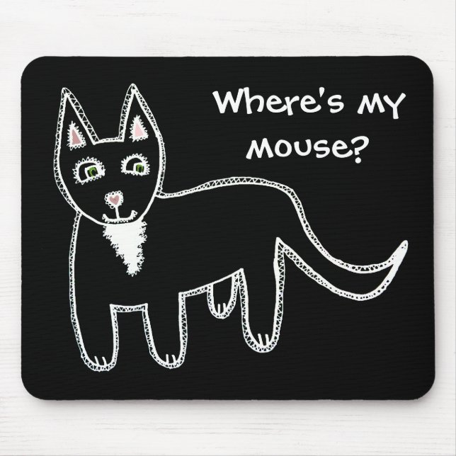 Tapis De Souris Où est ma souris ? Chat noir (Devant)