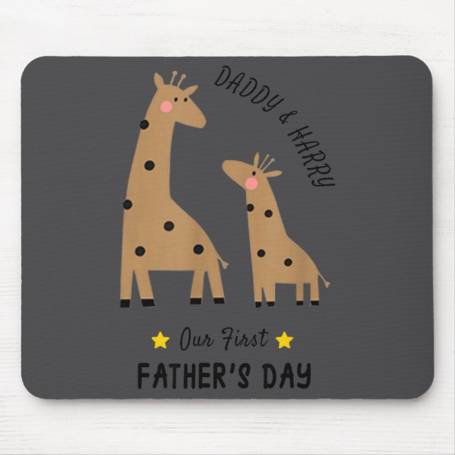 Tapis De Souris Our First Father's Day 2026, Funny Giraffe Gift Da (Devant)