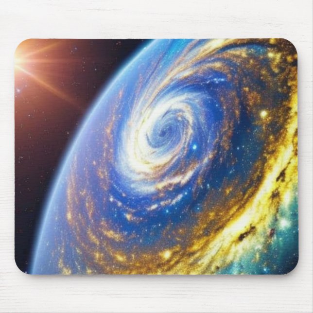Tapis De Souris Ouragan d'or sur une planète Mousepad (Devant)