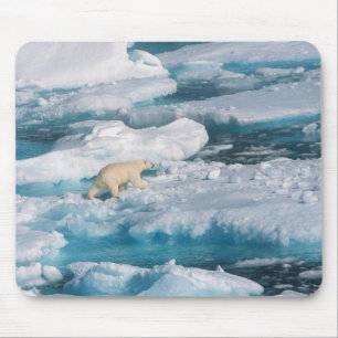 Tapis De Souris Ours blanc marchant sur la mer