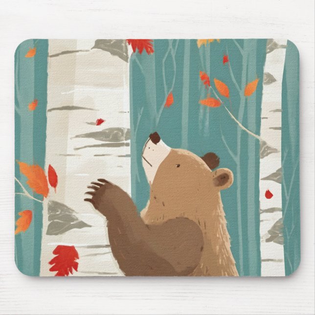 Tapis De Souris Ours boisé d'automne confortable (Devant)
