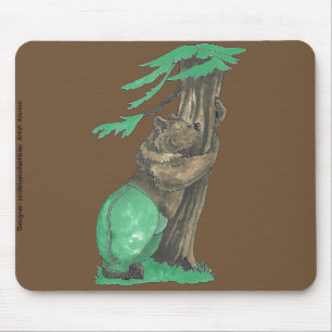 Tapis De Souris Ours d'accrochage de l'arbre adorable mignonne ave