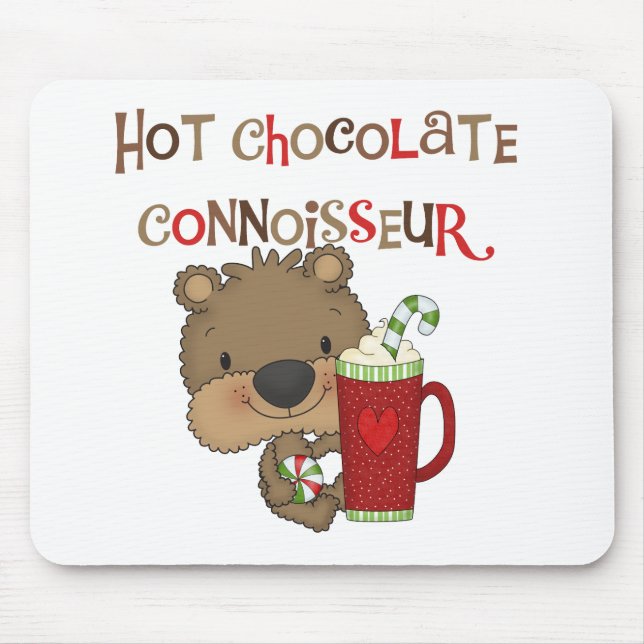 Tapis De Souris Ours de garçon de connaisseur de chocolat chaud (Devant)