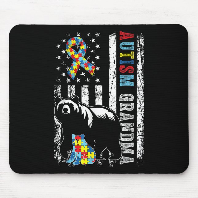 Tapis De Souris Ours De Grand-Mère Autiste Avec Puzzles &amp; Drap (Devant)