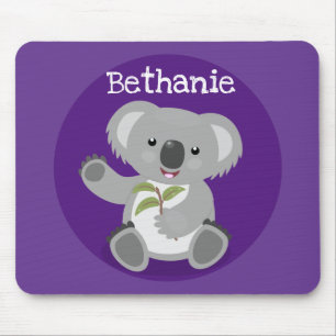 Tapis De Souris Ours de koala mignon avec dessin animé feuille
