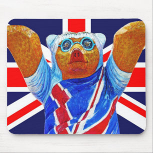Tapis De Souris Ours de nounours et drapeau d'Union Jack (R-U)