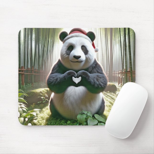 Tapis De Souris Ours De Panda De Noël Dans La Forêt De Bambou (Avec souris)