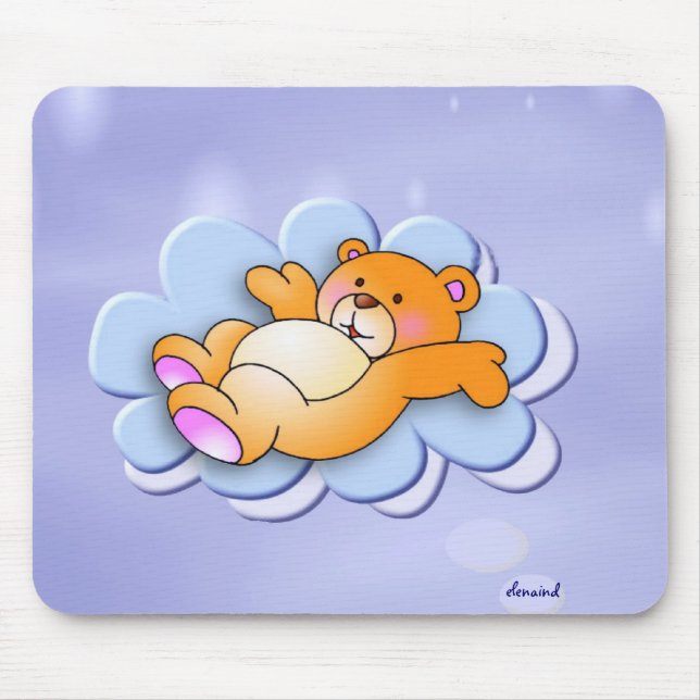 Tapis De Souris Ours Doux Sur Le Nuage (Devant)