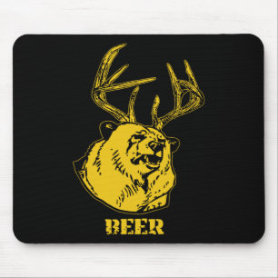 Tapis De Souris Ours drôle plus cerf égale cerf à bière chasse Usa