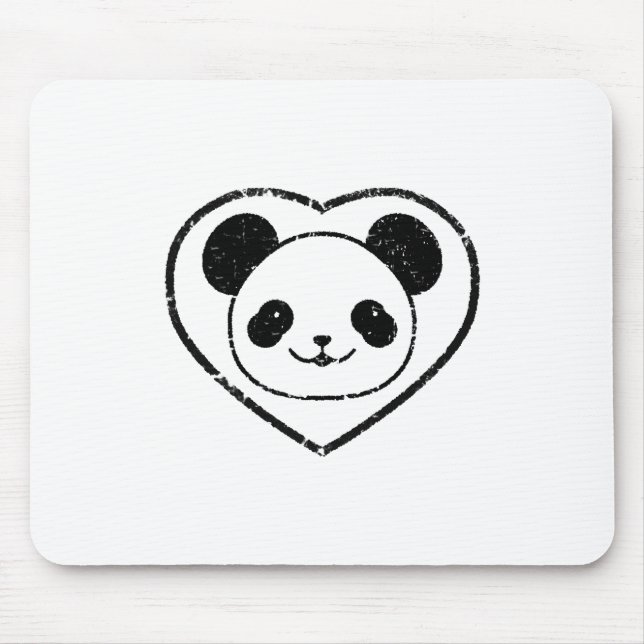 Tapis De Souris Ours Et Coeur De Panda En Caoutchouc (Devant)